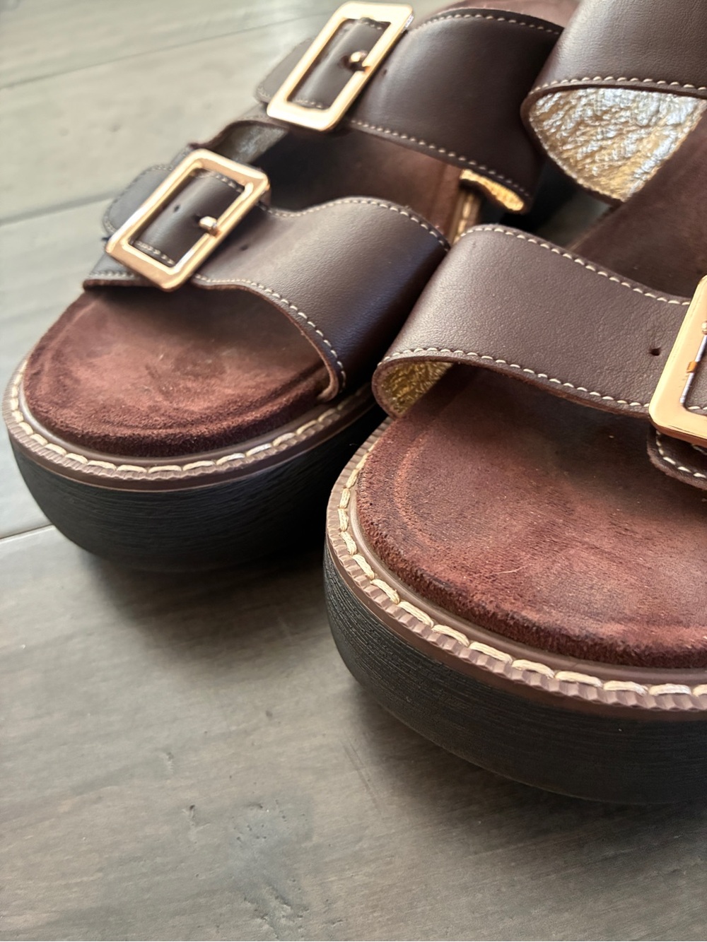 Alegria Iza Platform Slide Sandals in Chocolate Brown - EU Size 39 (US 9) - Picture 2 of 10